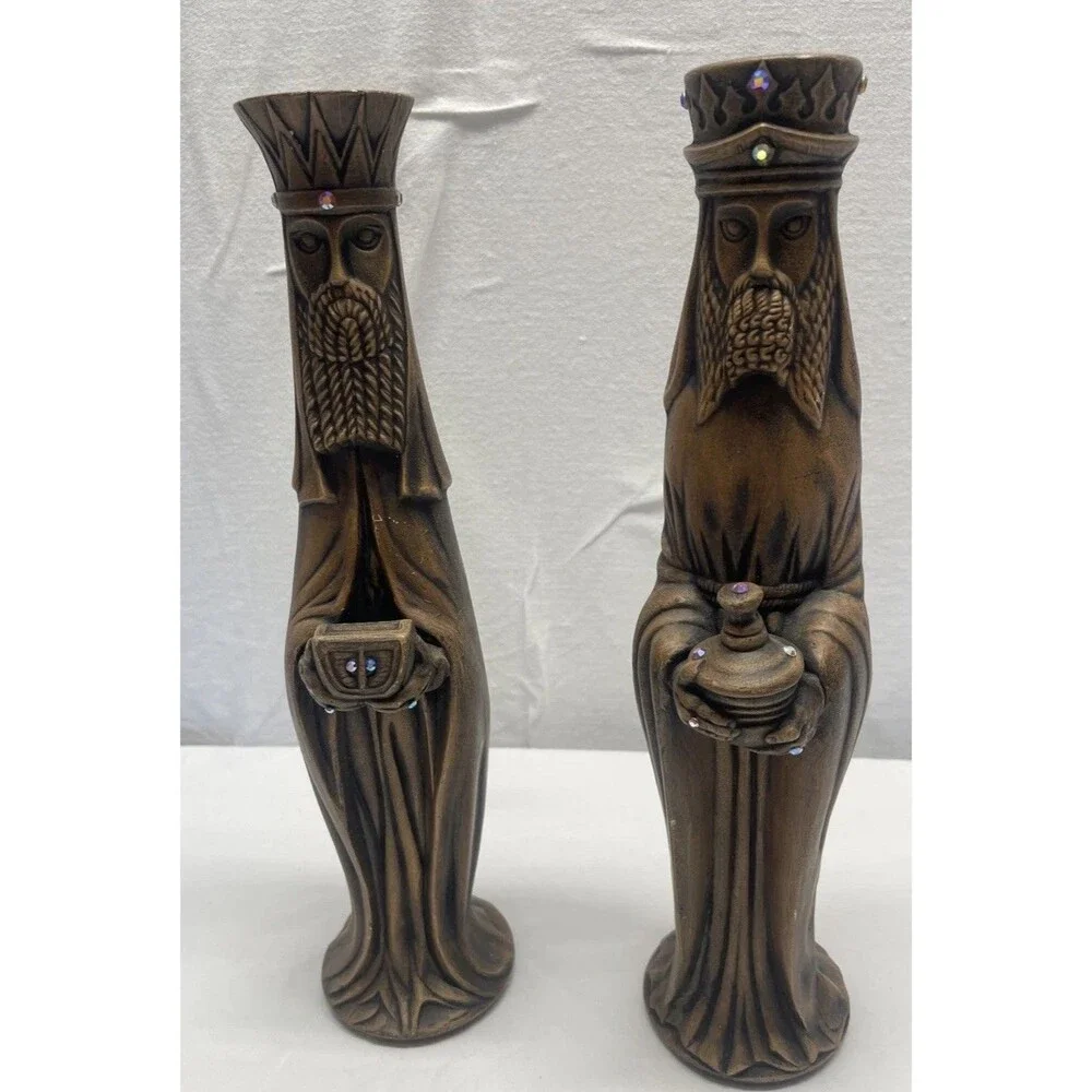 Mid Century Three Kings Wise Men Ceramic Figurines Christmas Nativity 1977